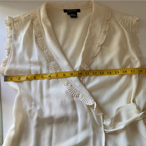 Etcetera Silk Ivory Cream V-Neck Wrap Blouse, 6 - Picture 13 of 14
